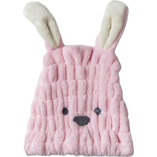 Cartoon Rabbit Cute Dry Hair Hat Microfiber Hair Turban Quickly Dry Hair Caps Wrapped Towel Bathing Cap Fast Drying Shower Caps