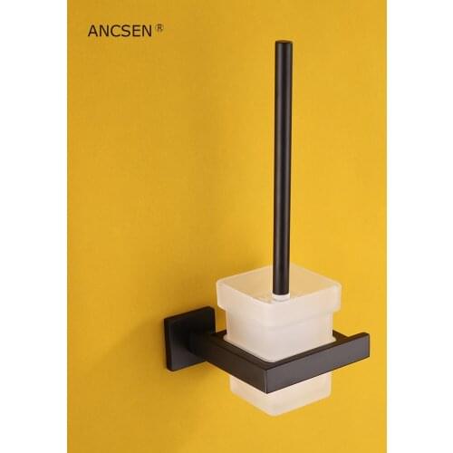 Bathroom Toilet Brush Head Holder with Holder Handle Bathroom Cleaning Set Wall Mounted Toilet Brush Holder Accessories