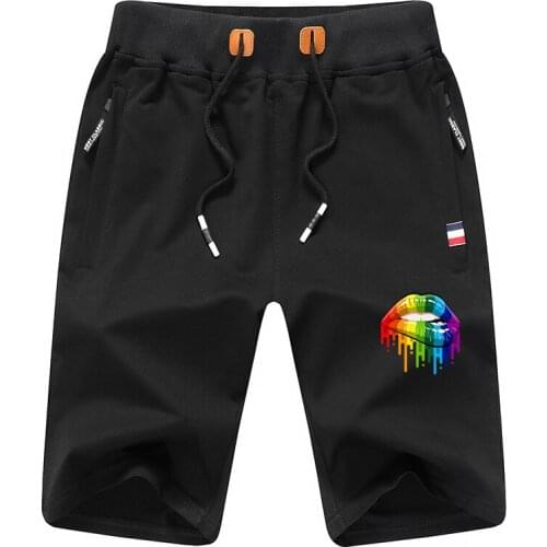 Summer 2021 Mens Shorts Pants Trousers Cotton Casual Colorful Lips Print Boardshorts Ropa Hombre Short Homme for Male Man