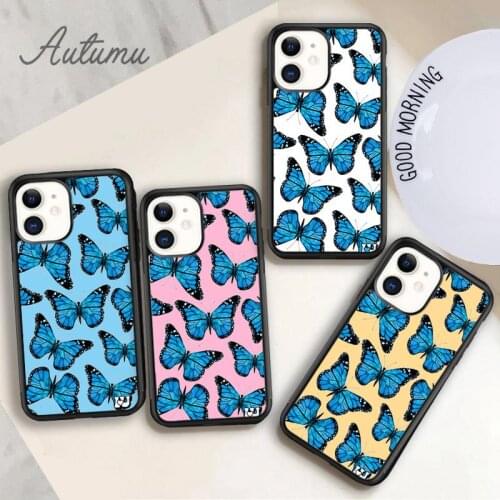 Blue Monarch Phone Case for iPhone 11 12 Pro Max mini X XR XS SE 2020 5 6S 7 8 Plus Samsung Galaxy S8 S9 S10 Cover shell