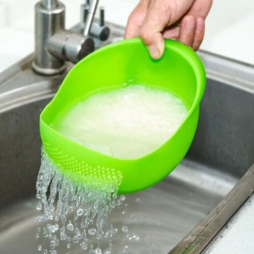 Food Grade Plastic Rice Beans Pea Washing Filter Strainer Green Pink Color Basket Sieve Drainer Cleaning Gadget Drainer Cleaning