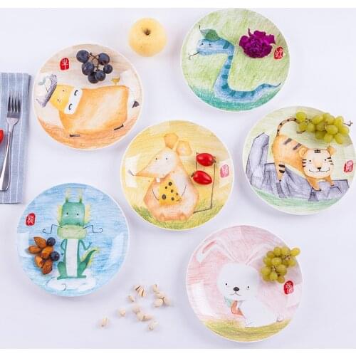 1pc Cartoon Animals Plate 8 inch Bone China Ceramic Dinner Plates Porcelain Tableware Dinnerware Salad Sushi Cake Dinner Dishes