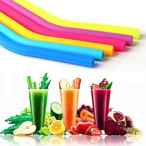 5pcs Reusable Silicone Drinking Straws Long Flexible Straws with Cleaning Brushes for 30 oz Tumblers Suction Pipe Tableware