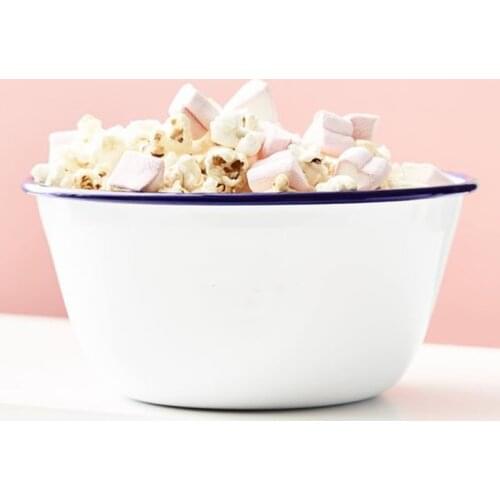 Vintage Salad Noodle Rice Bowl Durable Popcorn Enamel Snack Bowls Multifunctional Soup Plate Food Containers Kitchen Tableware