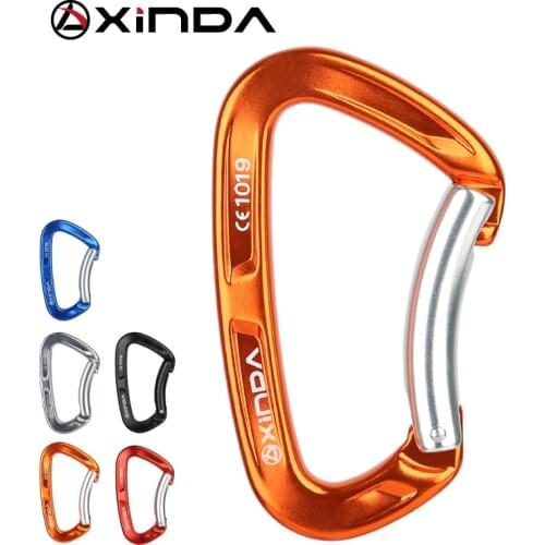 XINDA Top Quality Professional 25KN Rock Climbing Bent Quickdraw Spring-loaded Gate Aluminum Carabiner Outdoor Equipment
