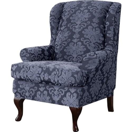 Jacquard Wingback Armchair Cover Stretch Armrest Chair Cover Sloping Arm Wing Back Chair Cover Elastic All-inclusive Slipcover