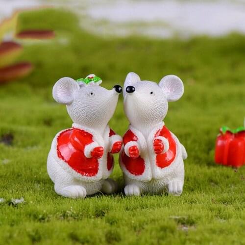 3PCS Christmas Miniature Mouse Figures Office Table Desk Decoration Figurines Small Resin Rats Animal Fairy Garden Ornaments
