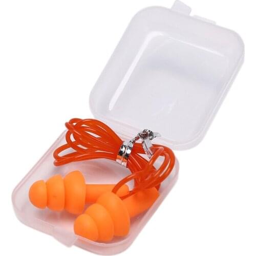 2pieces box-packed comfort earplugs noise reduction silicone Soft Ear Plugs Cotton rope Earplugs Protective for Swimming for sle