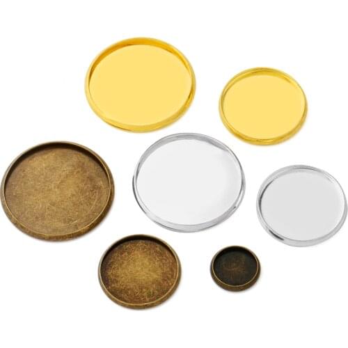 50pcs Pendant Bezel 10 12 14 16 18 20 25mm Cabochons Blank Base Cameo Setting DIY Handmade Jewelry Making Accessories Wholesale