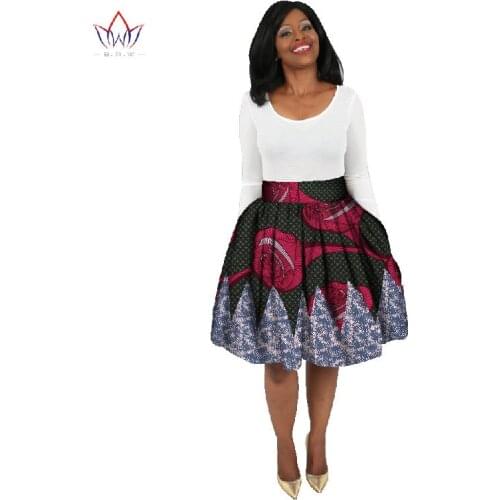 Bintarealwax Fashion African Wax Print Skirts Bazin Plus Size 6XL African Clothes for Women Dashiki Sweet Ball Grown Skirt WY777