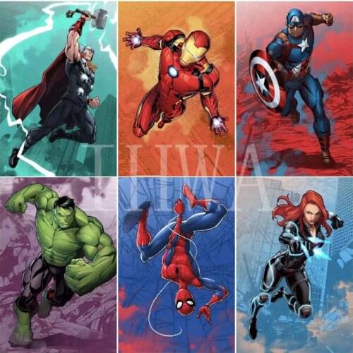 Marvel Hulk Captain America Iron Man DIY Diamond Painting Avengers Cross Stitch Full Square Round Diamond Embroidery Home Decor