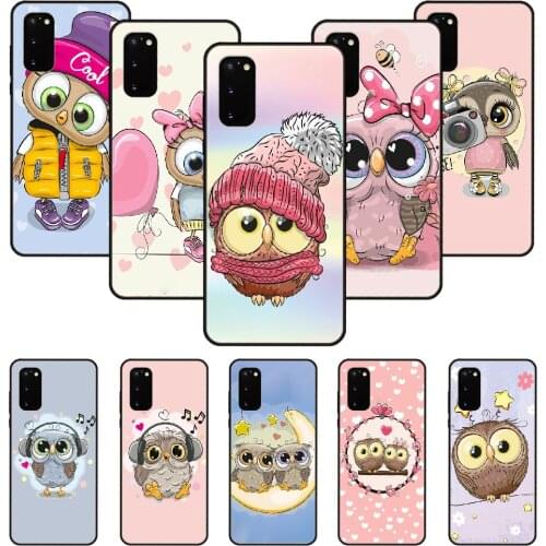 Phone Case For SamSung Galaxy S Note 10 20 7 6 9 8 Plus Edge E Ultra Lite Black Cover Prime Fashion Coque Tpu Cute owls