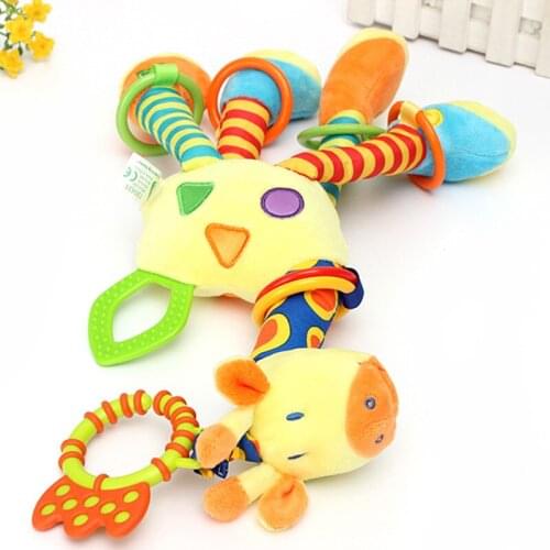 Baby Gift Quality Unisex Toys Cute Kids Soft Giraffe Plush Baby Animal Model Handbells Rattle Handle Developmental Stuffed WWJ11