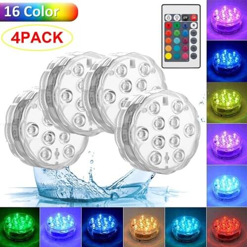 IP68 Submersible LED Lights Changeable Color Underwater Tea Night Lamp Vase Bar Party Wedding Decor Spa LED Swimming Pool Light