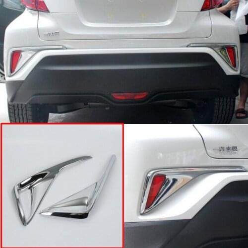 JanDeNing 2PCS/Set For Toyota CHR 2017-2019 ABS Rear Fog Lights Lamp Cover Frame Trim Emblems