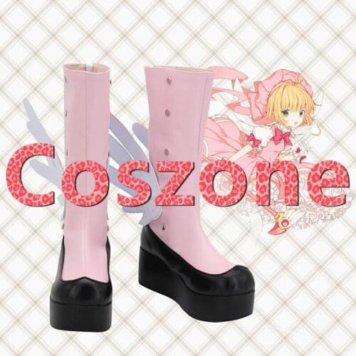 Card Captor KINOMOTO SAKURA Pink High Heel Cosplay Shoes Boots Halloween Carnival Cosplay Costume Accessories