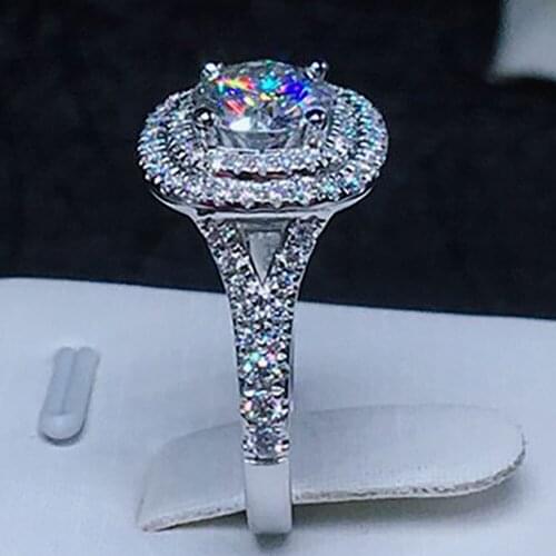 10K Au417 White Gold Women Wedding Party Engagement Ring 1 2 3 4 5 Carat Round 2 Turns Moissanite Diamond Ring Luxury Trendy