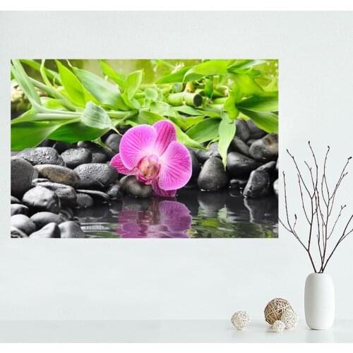 Nice Custom Flower And Stone SPA Canvas Poster Print painting Art Wall Silk Poster cloth print Fabric Poster Y.107