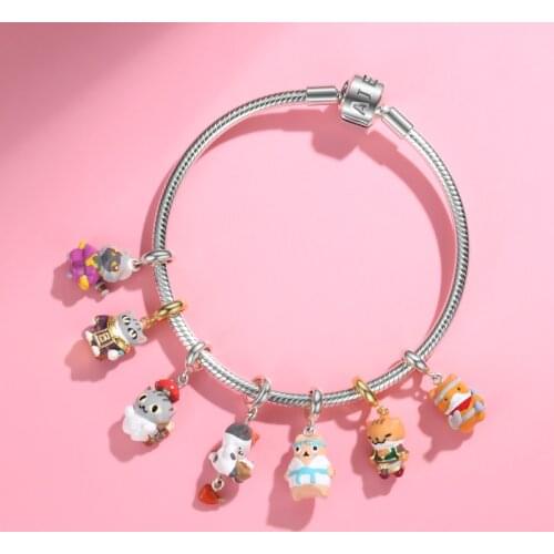 Colorful Enamel Beads Multiple Roles Pirate Warrior Animal Cat Charms 925 Silver Jewelry Making Fits Original Charm Bracelet