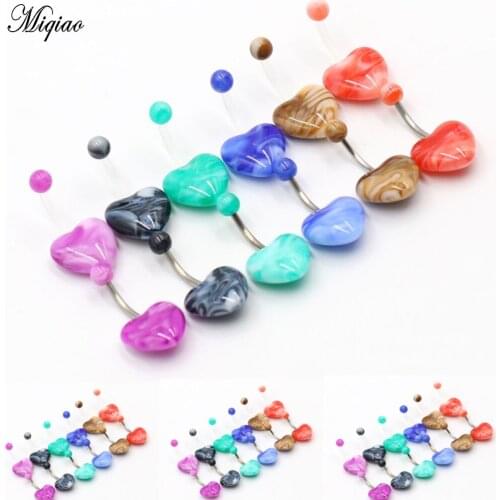Miqiao 1pcs Acrylic Double Color Umbilical Nail Belly Button Ring Ear Bone Nail Piercing Jewelry