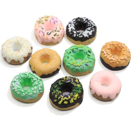 Simulation Donuts Flatback Resin Cabochon Kawaii Miniature Food DIY Phone Case Decoration Scrapbooking Craft Supply