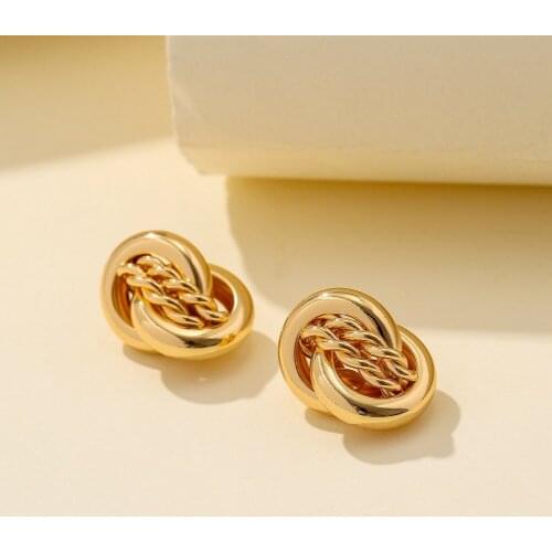 Fashion Creative Double Ring Circle Earrings Personality Twist Chain O-ring Mix And Match Exaggerated Jewelry 2021