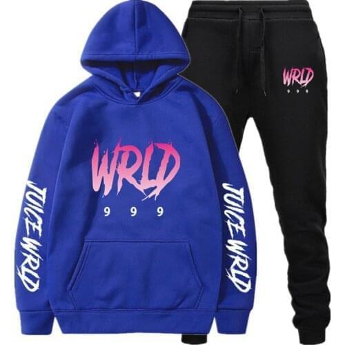 Men Sets Hoodies + Pants Sports Juice World Print Fleece Pullover Joggers Sweatpants Autumn Winter Harajuku Casual Tracksuit
