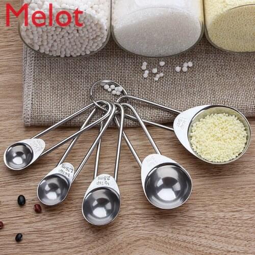 Baking Tool 5-Piece Stainless Steel Measuring Spoon Seasoning Coffee Milk Powder Weighing Measuring Spoon Set Free Shipping