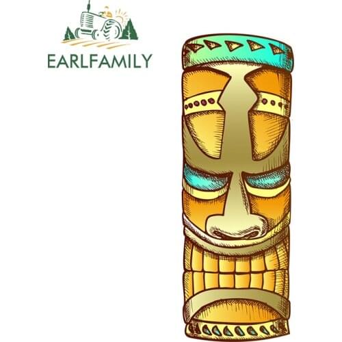 EARLFAMILY 13cm x 4.9cm for Hawaii Tiki Car Stickers Personality Decal Trunk Occlusion Scratch Camper Fine Windshield Graphics