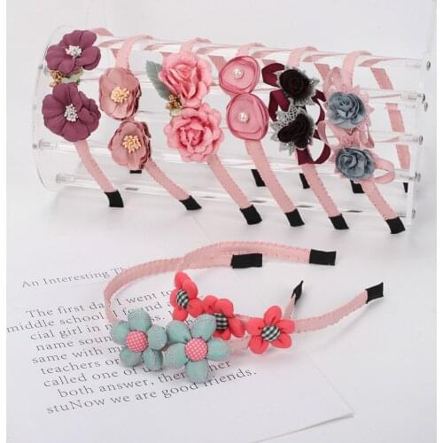 2021 Korea Cute Baby Girls Flowers Headband for Girl Winding Cloth Hair Hoop Kids Gift Headwear Accessories