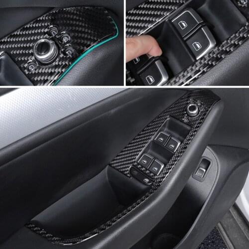Carbon Fiber Car Door Armrest Panel Window Switch Buttons Frame Cover Trim For Audi Q5 2009 2010 2011 2012 2013 2014 - 2017
