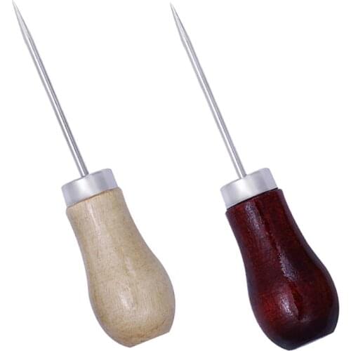 KAOBUY Gourd Shape Pin Punching Wood Handle Awl Tools Leather Craft Cloth Wood Handle Scratch Awl Tool For Leather Working