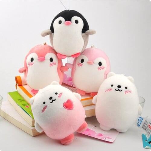 11*9cm Ice Island Plush Keychain Cartoon Soft Kawaii Penguin Bear Nano Foam Mini Dresser Ornaments Stuffed Pendant Doll