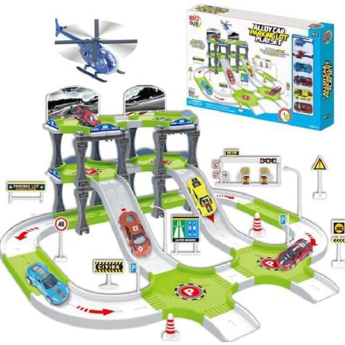Fire Engineering Car Racing Track Parking Lot Car Set Toy Childrens Educational Assembly Track Portable Car Childrens Toy Gift