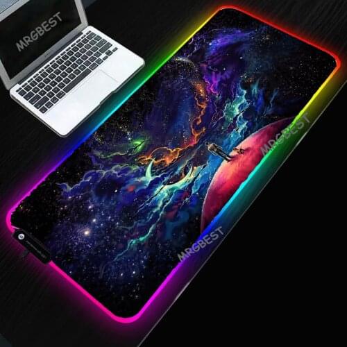 Professional RGB Mouse Pads Anime Space Gaming Mouse Pad LED Lighting USB Cable 1.8m Colorful Desk Pad for Laptop Desktop
