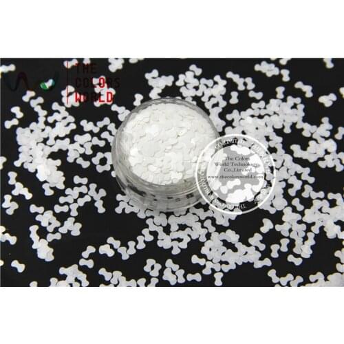 TCM1200 Solvent resistant - Pearlescent White Color Bow Tie-shaped Glitter Spangles for Nail Polish and Other DIY decoration