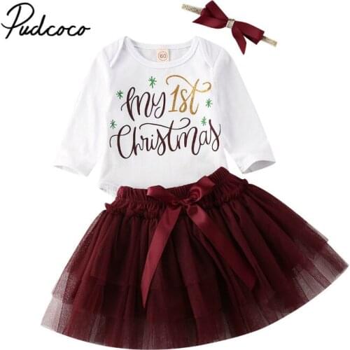 0-18M Santa Clus Christmas Newborn Kid Baby Girls Clothes Set Romper Tops Lace Tutu Skirt Dress set Elegant Xmas Party Outfits