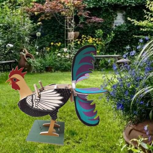 Rooster Windmill Rooster Garden Statues Decor Chicken Sculpture Figurines Wind Spinner Garden Figurines Animal Sculpture
