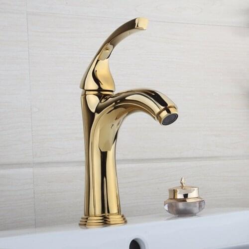 New Luxry High Quality Bathroom Golden Spray Hot/Cold Deck Mounted Single Handle Basin Sink Tap Mixer Torneira Faucet