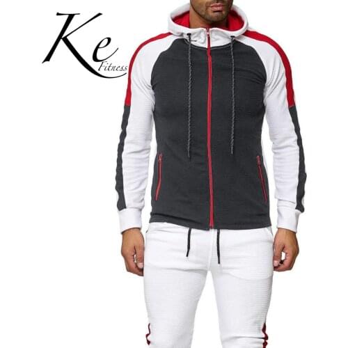 KE mens casual sports suit striped color matching fashion fitness football running sports suit men tracksuit men sports set men
