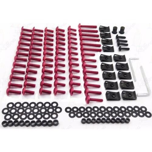 Universal Motorcycle Sportbike Fairing Bolts Kit Fastener Clip Truss Screws Pack For Suzuki GSX-R GSXR 600 750 1000 Hayabusa Red
