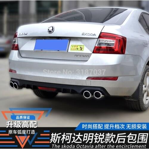 For Skoda Octavia Body kit bumper rear lip rear spoiler 2017 ABS Plastic Rear Diffuser Bumper Trunk Protector Cover Car Styling