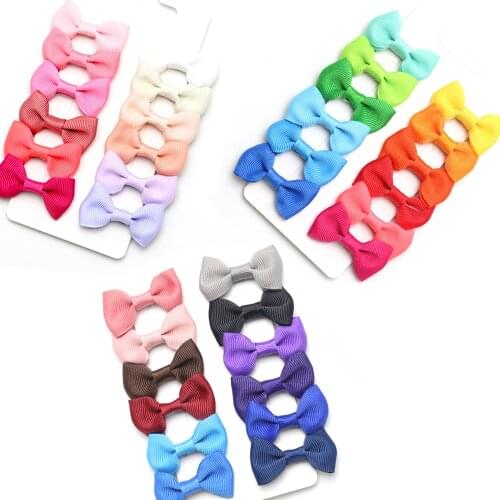 12pcs Grosgrain Solid Ribbon Bows Baby 2 Inch Small Bow Hairpin Mini Hair Clips Newborn Small Barrette Infant Hairbows Hairpin