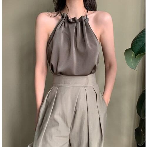 Sleeveless blouse womens 2021 new summer design feeling heart temperament chiffon neck strapless vest tide korean fashion