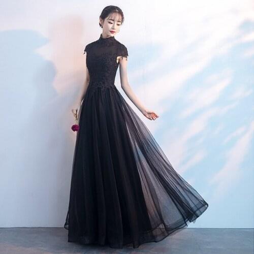 Special Occasion Dresses Illusion High Short Embroidery Luxury Black Tulle Lace A-Line Zipper Elegant Women Nice Prom Gown E1040