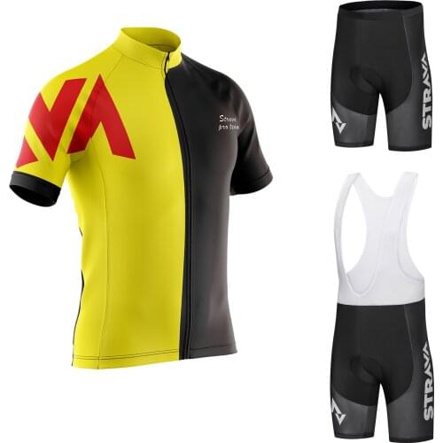 2021 STRAVA pro team Cycling Jersey Men Set Bib Shorts Set Summer Mountain Bike Bicycle Suit Bicycle Racing Uniform Clothes