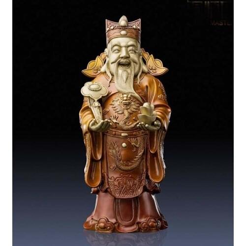 32CM LARGE GLOBAL LIMITED EDITION THRIVING BUSINESS GOOD LUCK CAI SHEN GOD OF WEALTH BRASS SCULPTURE HOME OFFICE ORNAMENT GIFT