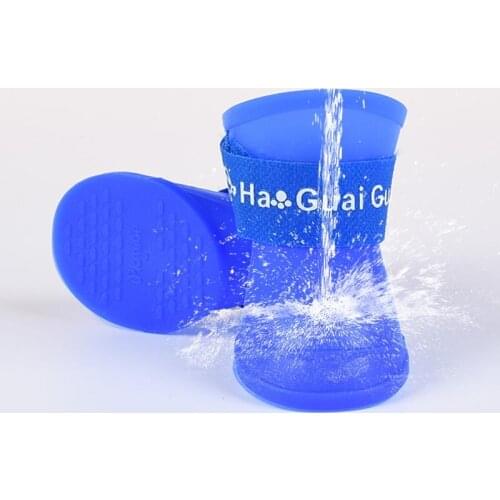 4pcs/set Anti Slip Pet Dog Rain Shoes Waterproof Pet Dog Cat Rain Shoes 7 Colors Rubber Boots for Four Seasons