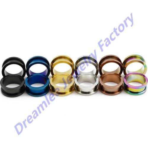 48pieces Titanium Anodized Plated Pulley Ear Gauge Stretcher Flesh Tunnel Plugs Expander Classic Body Piercing Jewelry