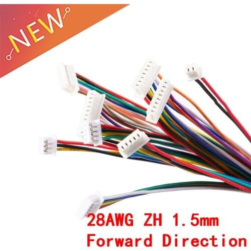5Pcs ZH 1.5mm Connector Wire Cable 2/3/4/5/6/7/8/9/10 Pin Double Connectors Electronic Line Terminal Plug Forward Direction 10CM